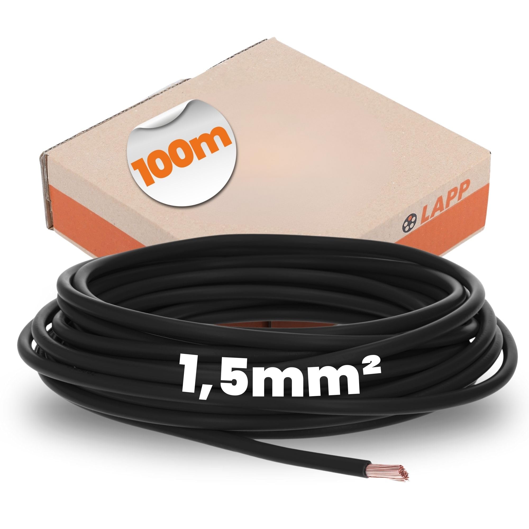 Lapp H07V-K 4520011-100 - Cavo Unipolare 1,5 mm², 100 m, Nero | Filo di cablaggio flessibile per quadri elettrici, conduttore in rame a trefoli sottili e isolamento in PVC di qualità.