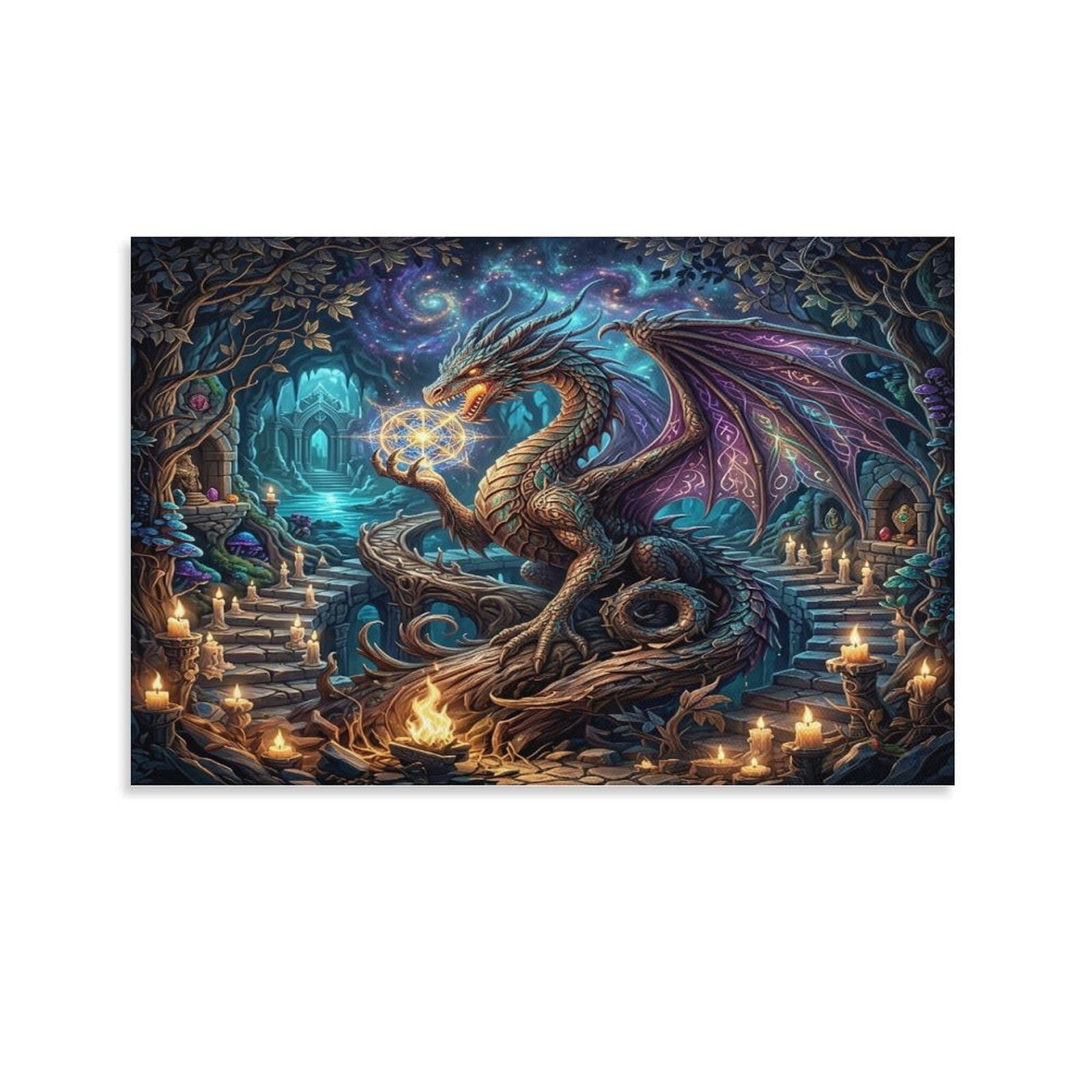 XPASHIQWC Cosmic Dragon Wall Decor Poster Magical Cave Giclee Canvas Prints Modern Wall Art Picture Wall Hanging for Home Decorations 24x36inch(60x90cm)