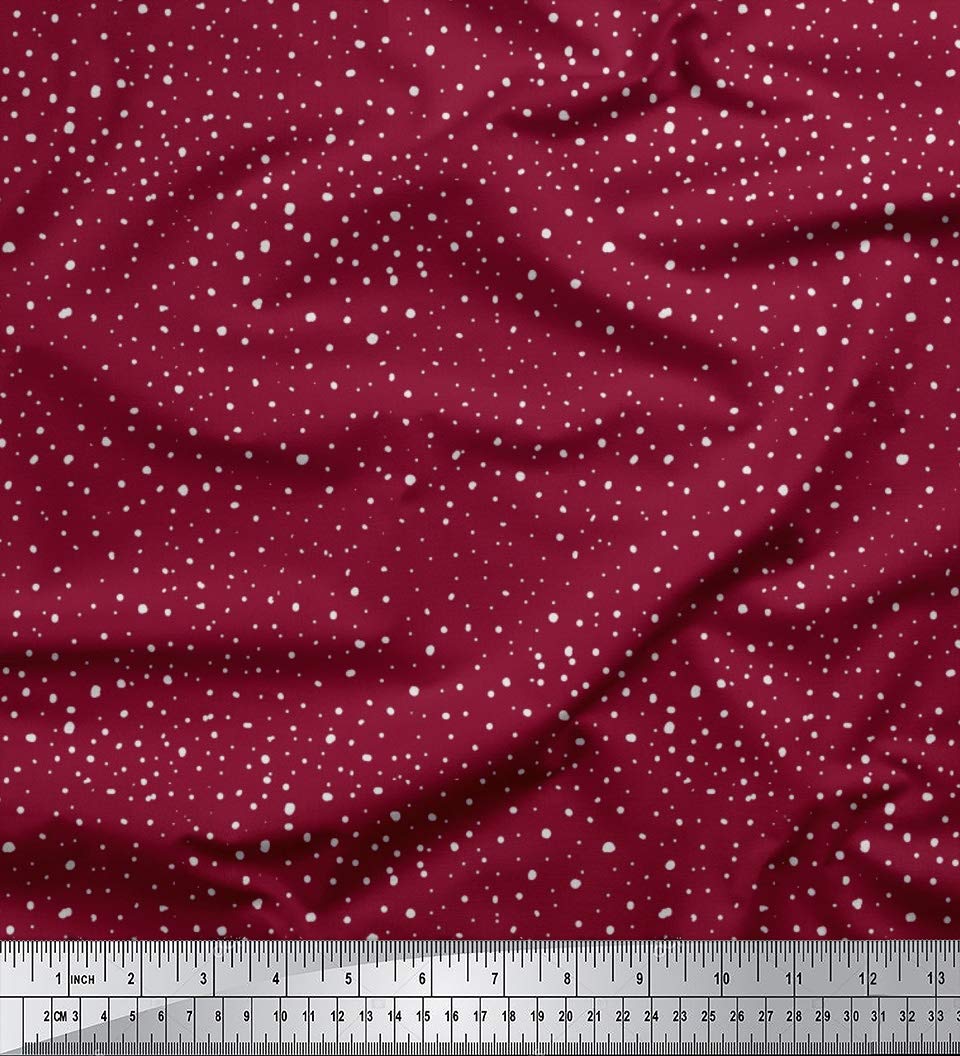 Soimoi Cotton Canvas Red Fabric - by The Yard - 56 Inch Wide - Uneven Dot Dots Pattern Fabric - Abstract and Artistic Patterns for Creative Crafts Printed Fabric