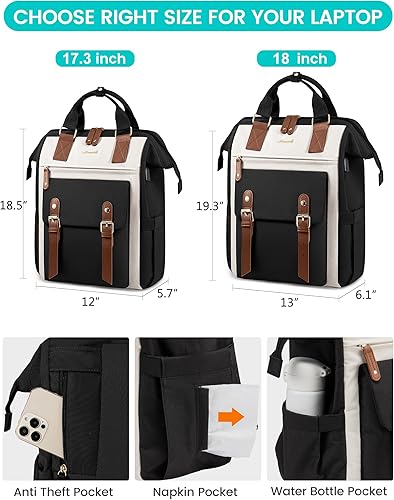 Miniatura 4 de LOVEVOOK Mochila para laptop de 18 pulgadas para mujer, mochila de viaje extragrande, mochila para profesores, bolsas de trabajo de enfermera, bolsa
