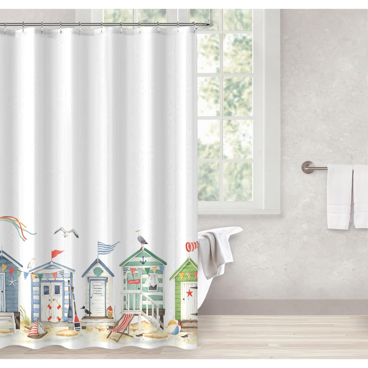 71 Inch Shower Curtain Liners Shower Curtain, Beech House Anti Mould and Mildew Resistant Washable Bathroom Curtains, Shower Curtain for Bathroom, Bath Curtains with Hooks 180x180cm