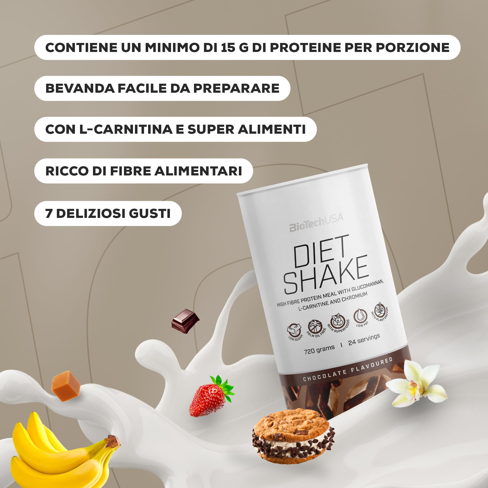 BioTechUSA Diet Shake | Alto contenuto di proteine, basso contenuto di grassi | Con superalimenti, cromo, glucomannano, L-carnitina | Basso contenuto di zucchero, 0,72 kg, pistacchio_ | Ricco di proteine e fibre | in una dieta ipocalorica | Basso contenut