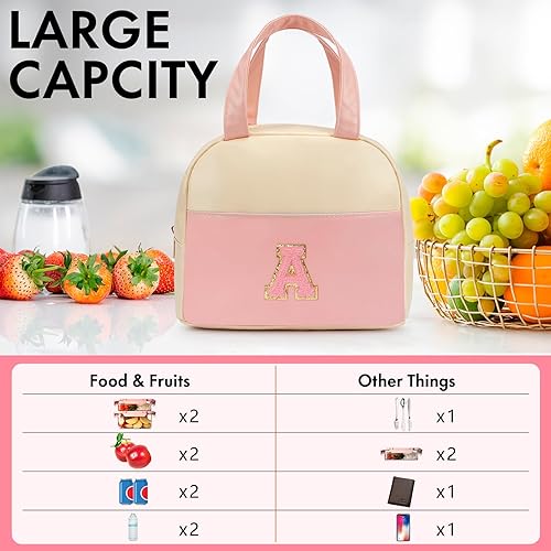 Miniatura 3 de DIRGEE Bolsa de almuerzo para mujer, bolsa de almuerzo aislada para hombres, de piel sintética, pequeña bolsa de almuerzo para oficina, trabajo,