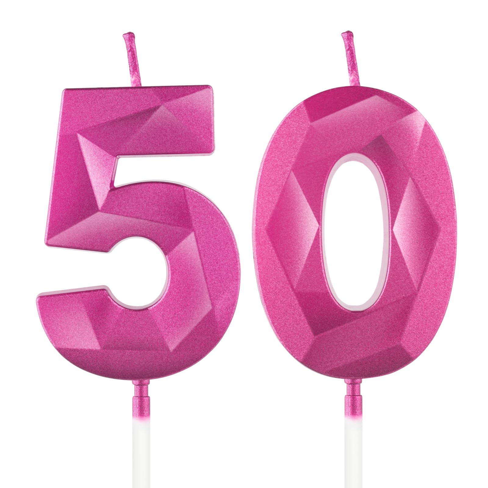 Number 50 Candles,50th Birthday Candles,Rose Happy Birthday Candle for Cake,3D Design Cake Topper Decorations for Girl Women Birthday Party Wedding