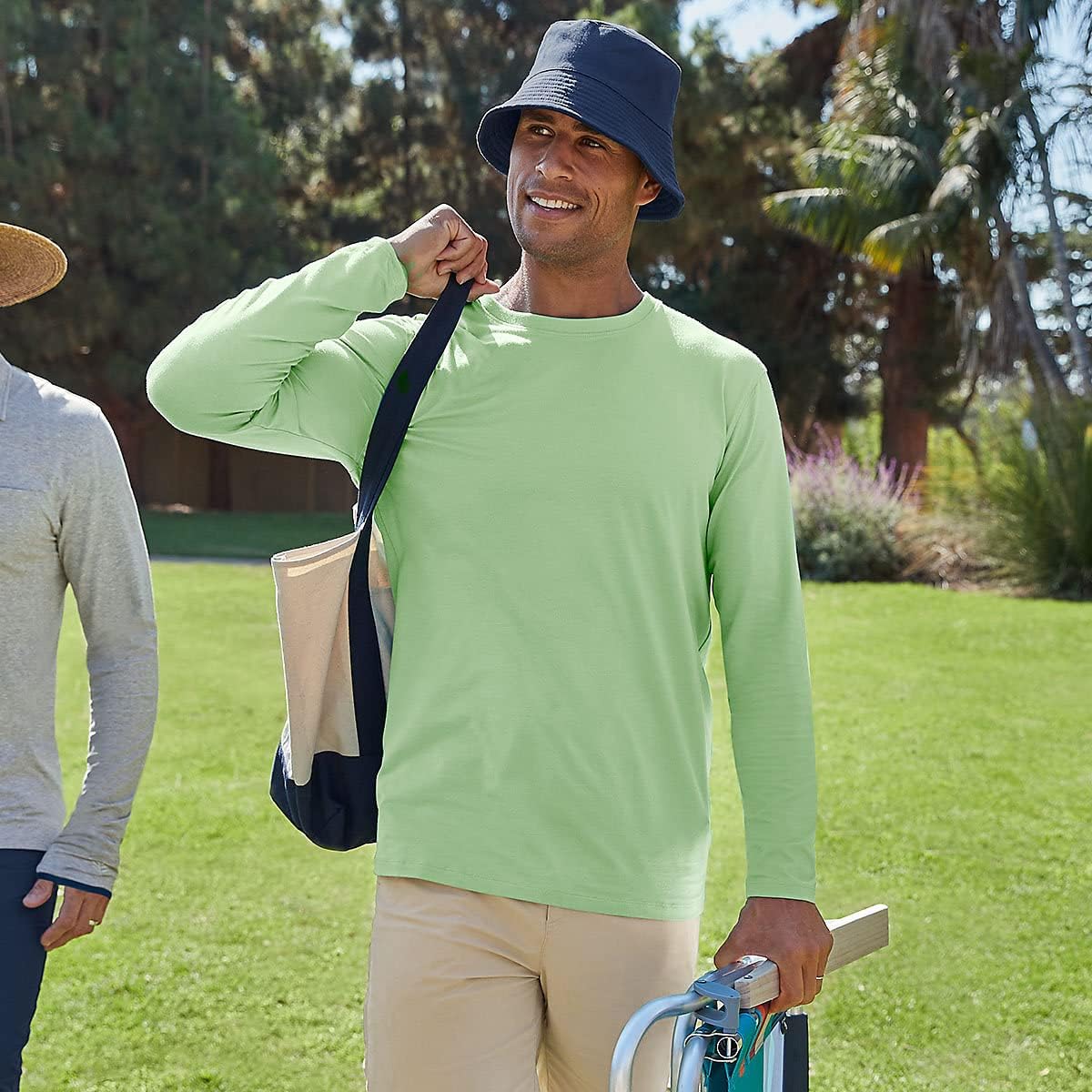 Coolibar UPF 50+ Men's Long Sleeve T-shirt - Sun Protective (Small - Grey Heather) Small Grey Heather - Image 7