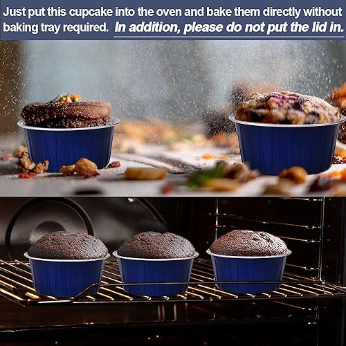 Miniatura 6 de Vasos de papel de aluminio para postres, 5 onzas, 100 tazas reutilizables para cupcakes con tapas, moldes para tartas, tazas de pudín para bodas,