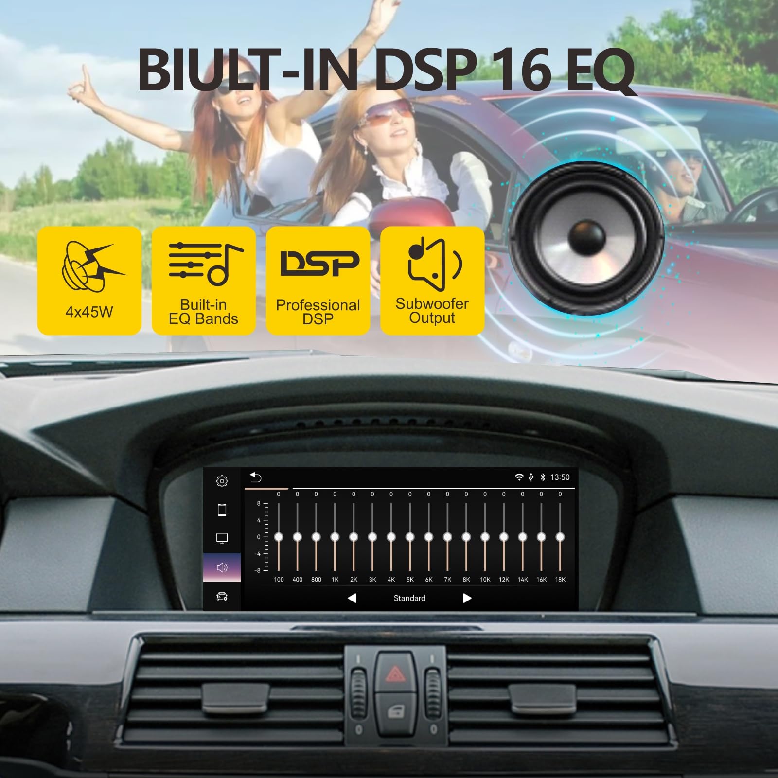 Autoradio pour BMW 3/5/6 Serie E60/E61/E63/E64 E90/E91/E92E93(2003-2008) Stéréo sans Fil CarPlay/Android Auto Bluetooth RDS