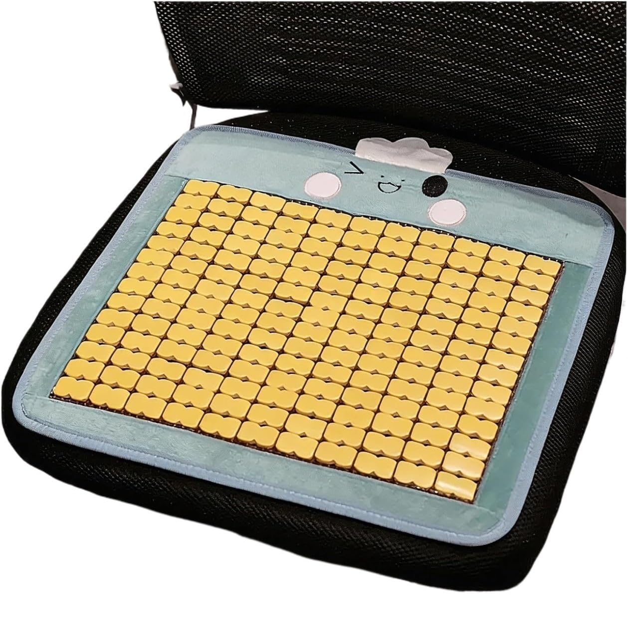 QCKNKMGG Cooling Bamboo Cushion Mat, Cartoon Bamboo Cool Seat Multicolor Non-Slip Car Office 40x40 45x45cm(Green,45 * 45cm)