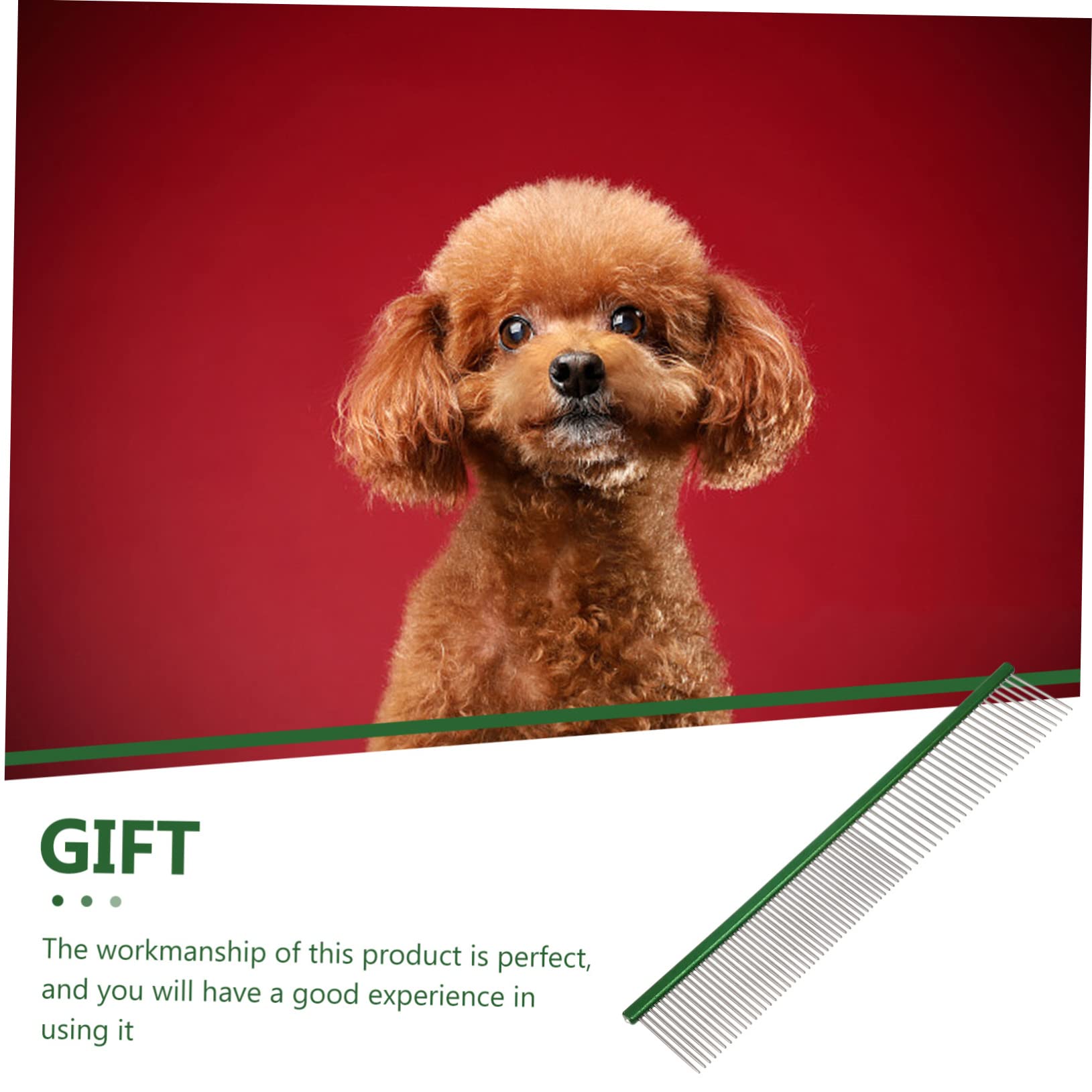 DECOMELODY Pet Comb Dog Comb Dog Accessories Cat Accessory Cat Supply Green Stainless Steel