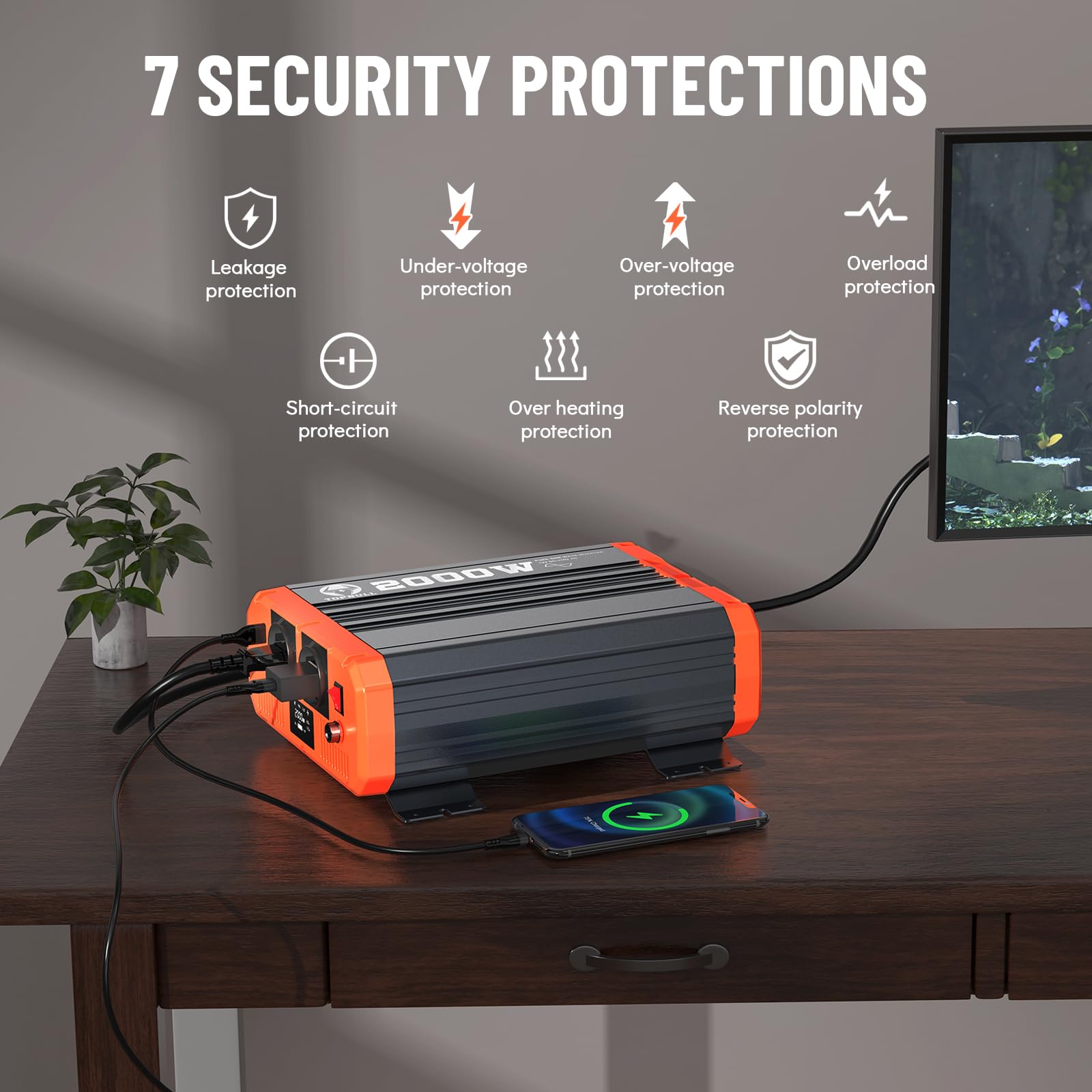 Inverter 2000W 4000W Onda Pura 12V 220V Convertitore di Potenza con LCD Telecomando