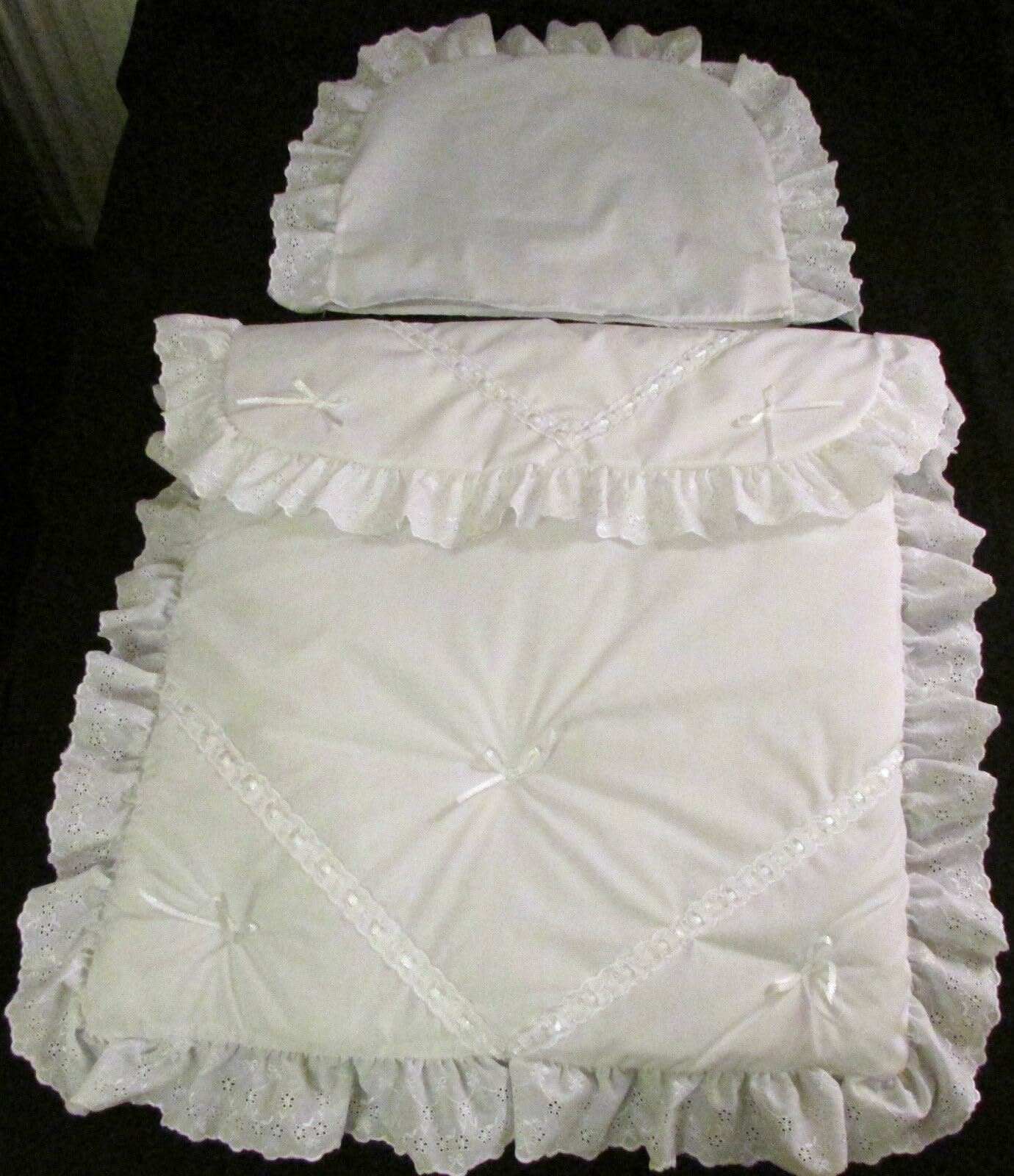 Coach Built Pram Bedding Set for Silver Cross Kensington & Balmoral Prams (White Flower) โ image 1