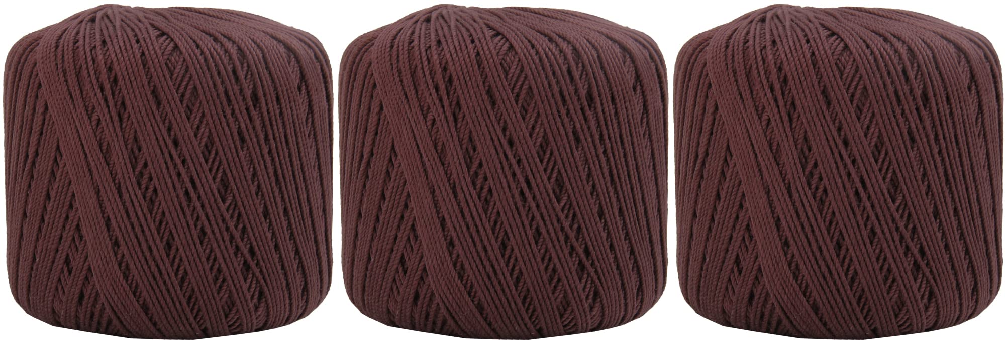 ThreadArt 100% Cotton Crochet Thread Size 3, 3 Ball Pack, Chocolate Brown