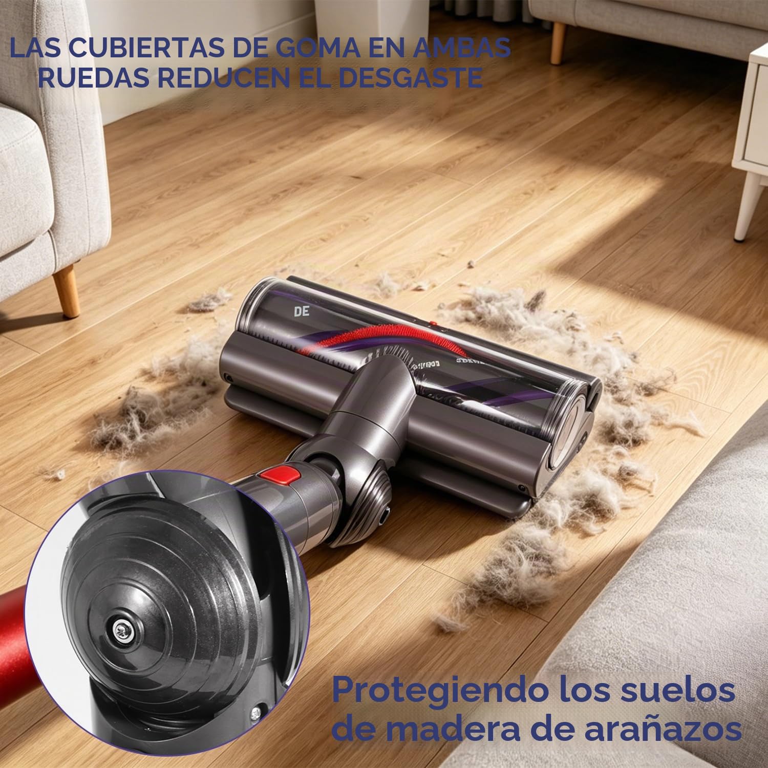 Cepillo para Dyson V7 V8 V10 V11 V15 Gen 5,Cabezal de Turbina High Torque | Cabezal de Cepillo para Alfombras de Pelo Corto y Suelos Duros
