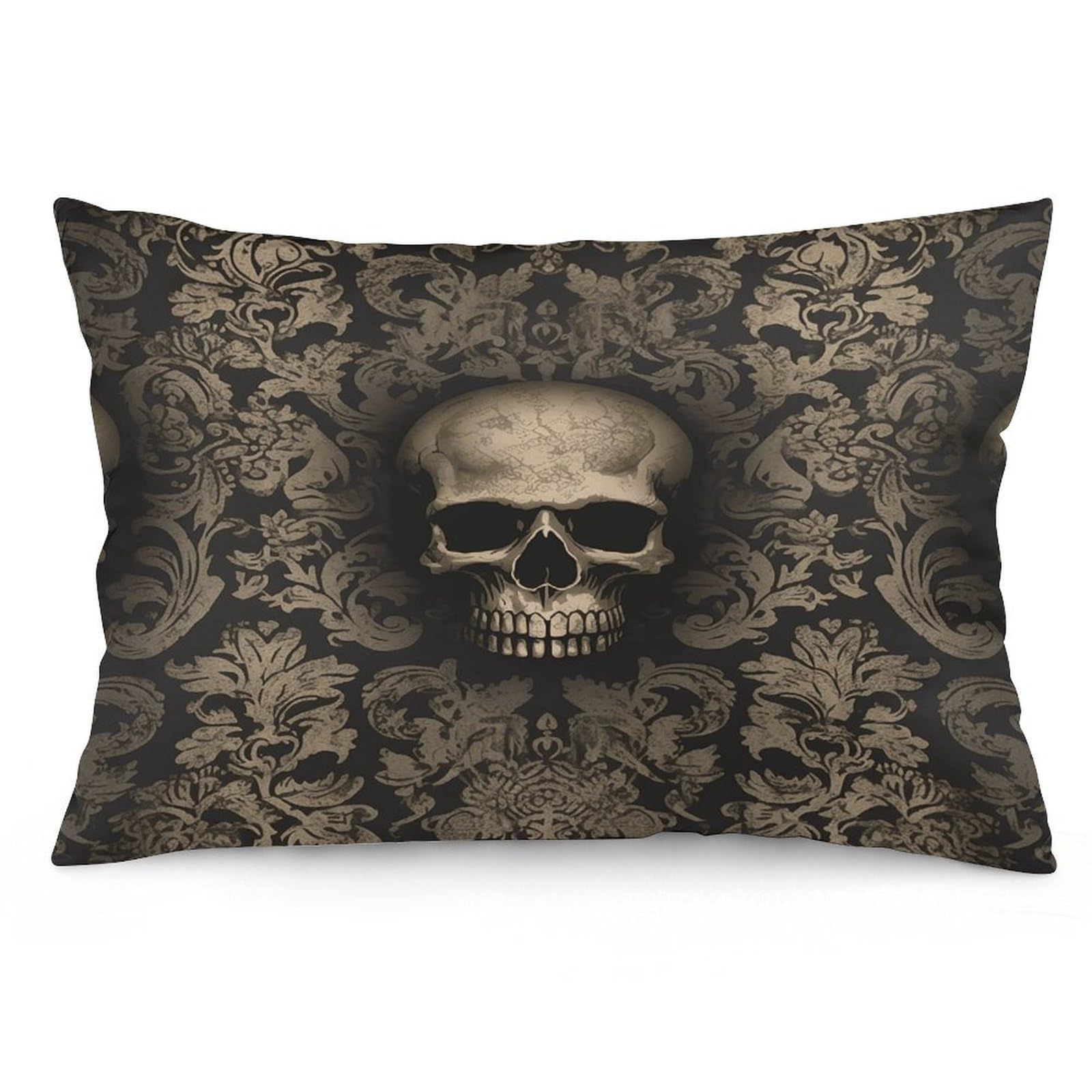 Gothic Wallpaper Skull Throw Pillow Cover Soft Pillow Case Decorative Lumbar Pillow Cover Cozy Throw Pillowcase Polyester Rectangular Cushion Case Decor for Couch Sofa Bed