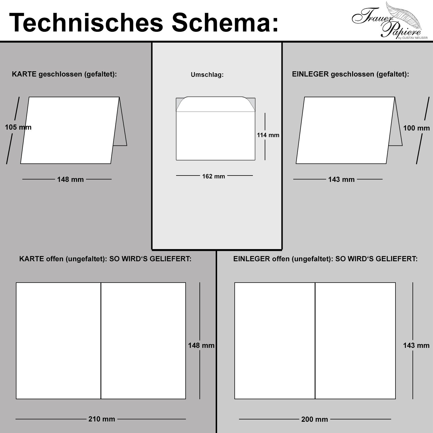 75x Trauerkarte mit Umschlag Set Danksagung - Herz - inklusive hochwertiger Box- DIN A6 Hoch-Format - Danksagungskarten Trauerkarten nach Beerdigung - Trauer-Papiere by GUSTAV NEUSER