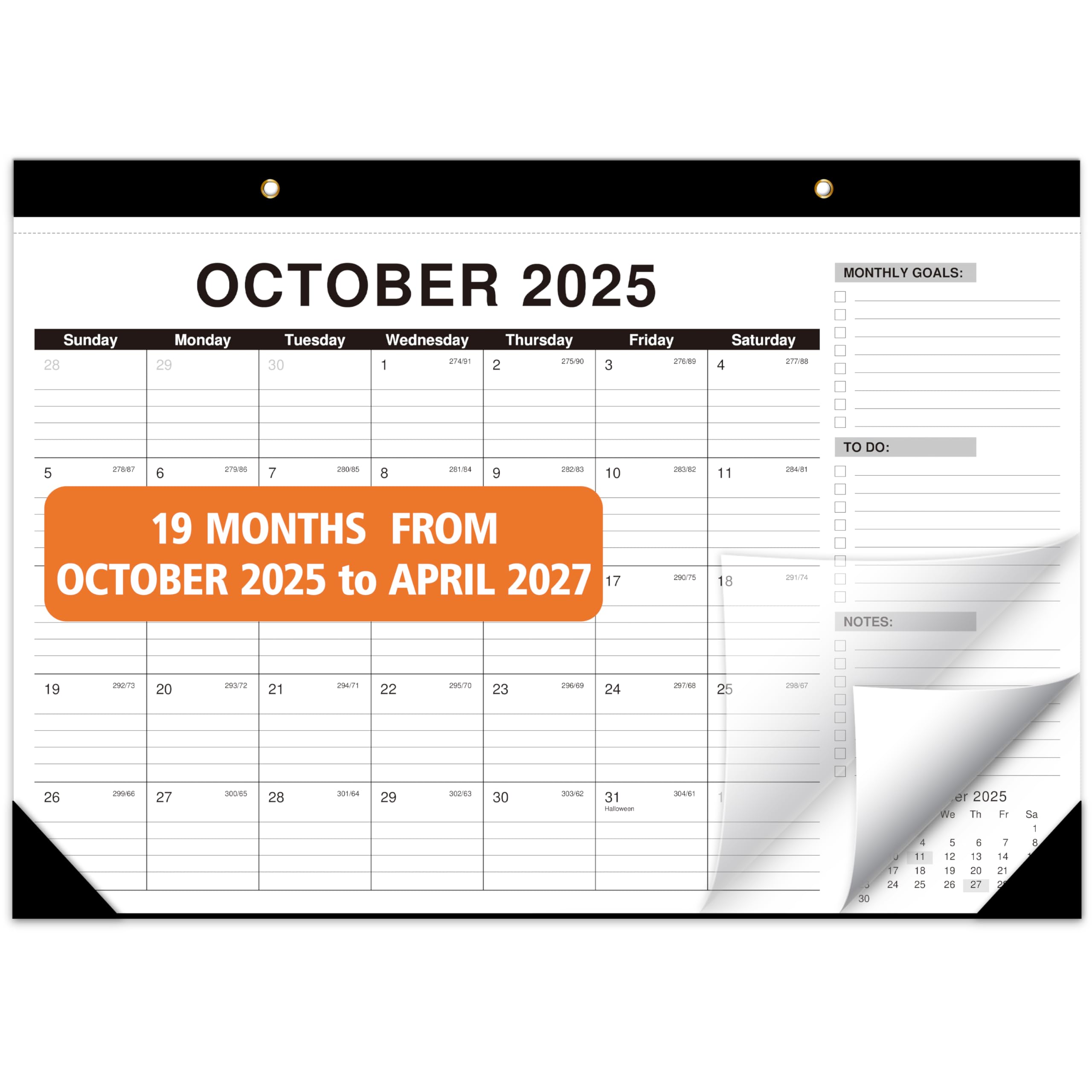 Calendrier 2025-2027 blanc de bureau pour organisation triennale