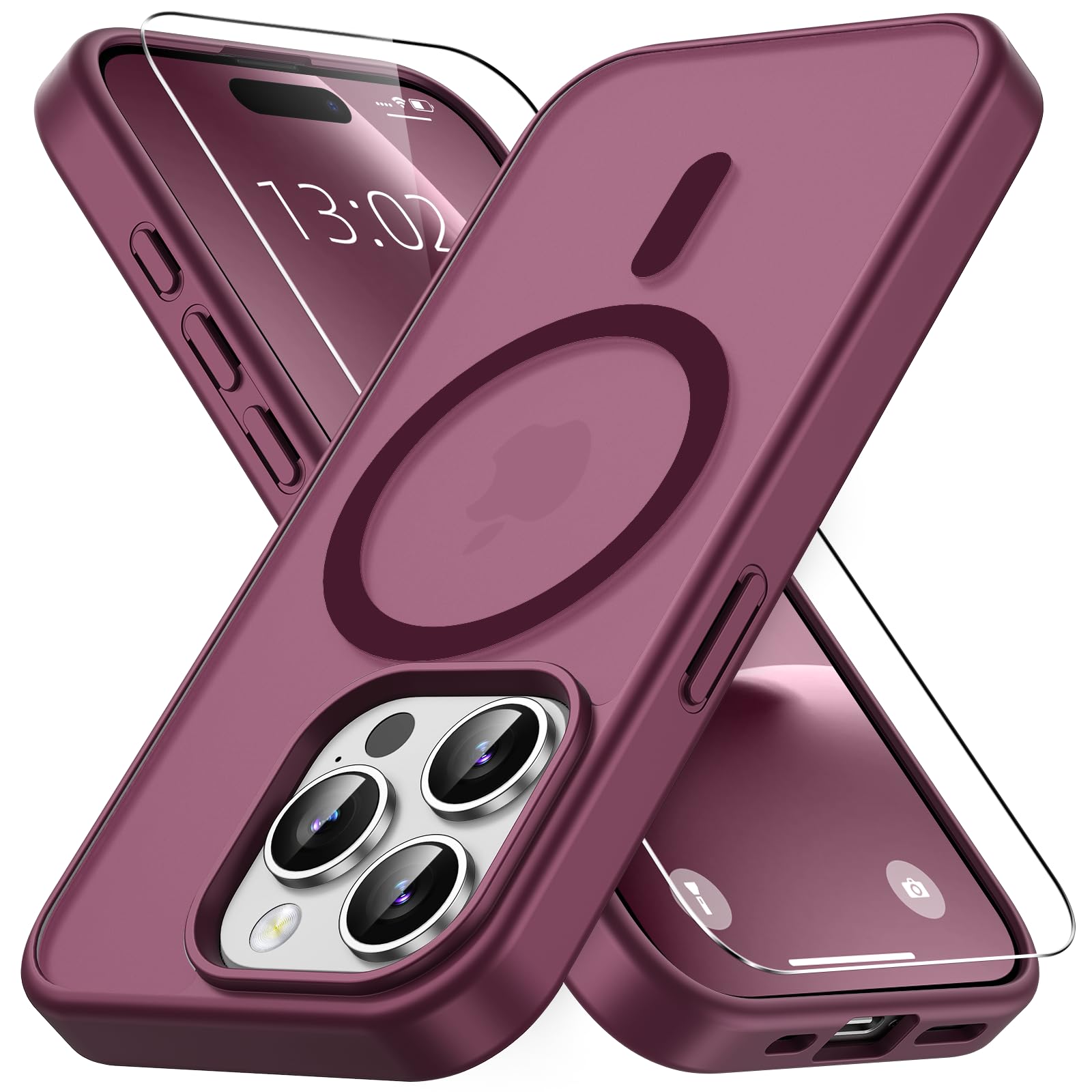 Vansdon Magnetic Case for iPhone 15 Pro Max - Wine Red