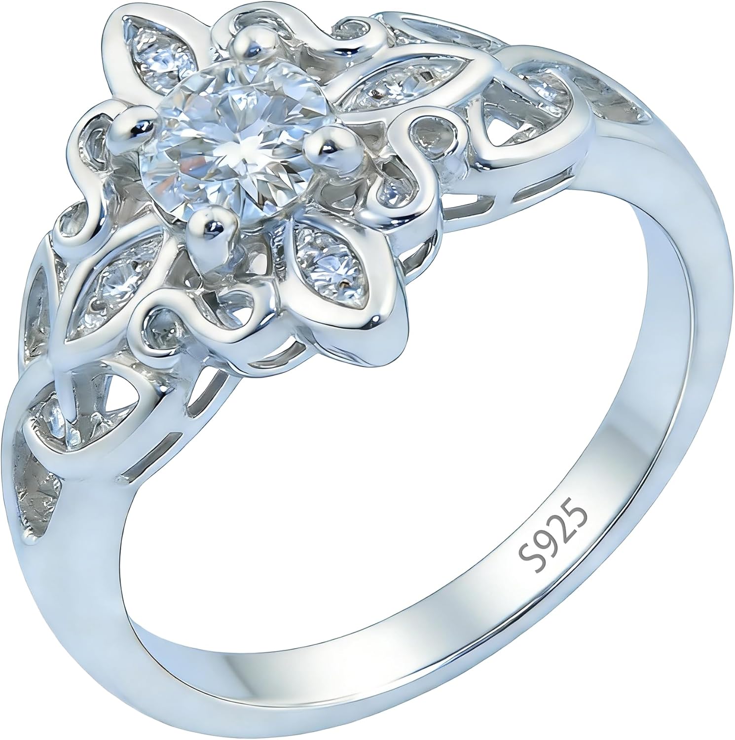 Witches Knot Ring Celtic Engagement Promise Trinity Triquetra Ring for Women 925 Sterling Silver Anillo Nudo De Bruja Wedding Band Stackable Eternity Irish Jewelry Gifts (Size 7)