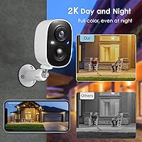 Vista 2 de GMK Cámaras de seguridad inalámbricas para exteriores, visión nocturna a color 2K, detección de movimiento AI, conversación de 2 vías, funciona