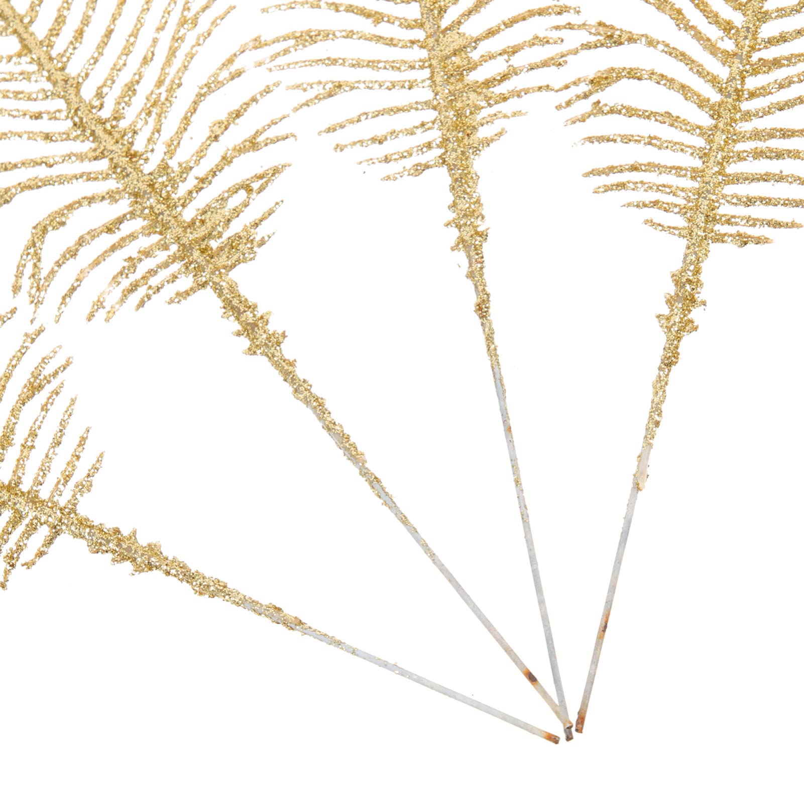 Yardwe 10pcs Gold Powder Blade Christmas Leaves Branches Artificial Pine Needles Branches Artificial Christmas Glitter Leaves Picks Golden Snowy Branch Picks Plastic Artificial Leaf Flash
