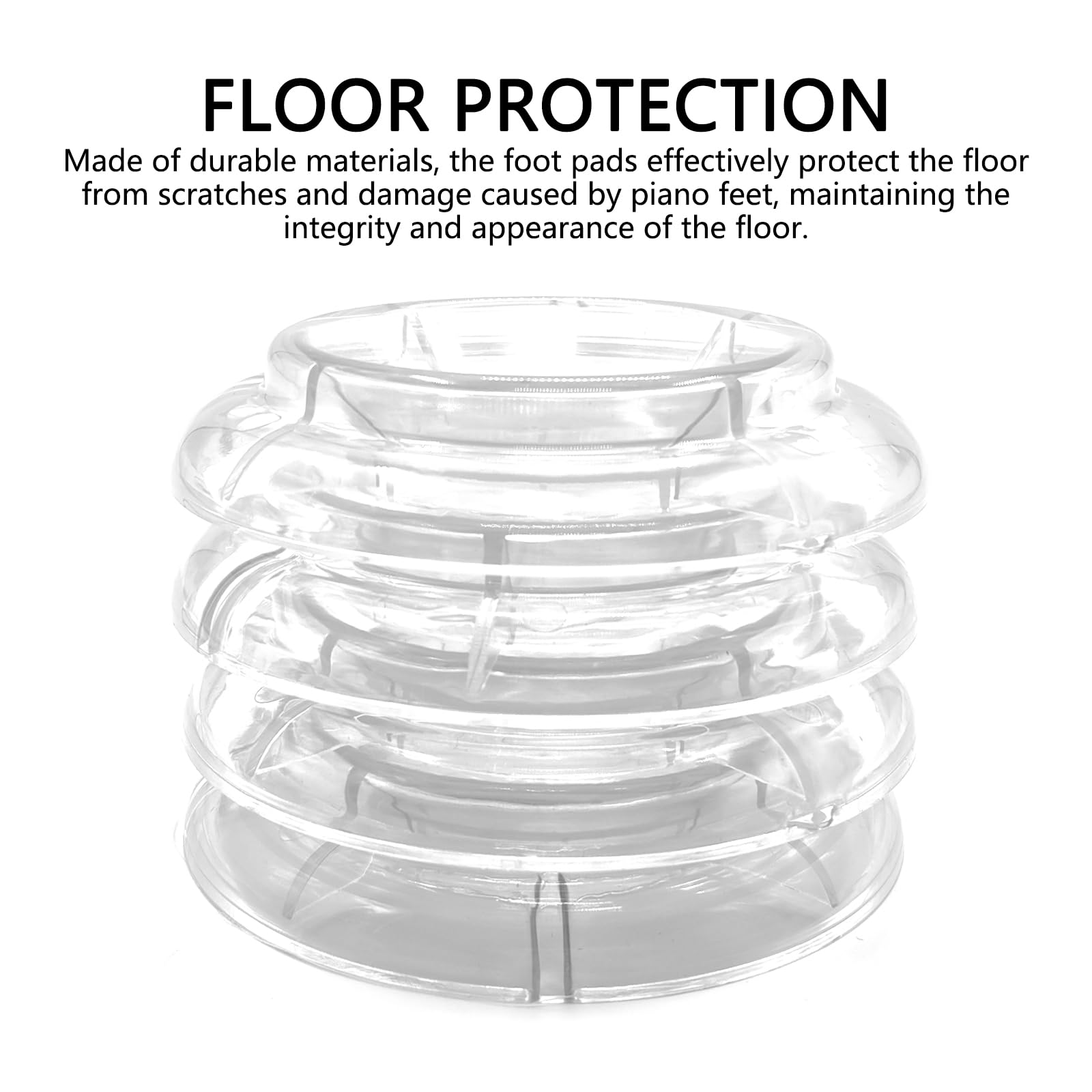 Musiin Piano Foot pad Anti-Slip Piano Foot pad Grand Upright Piano Anti-Slip pad Floor Protection pad 4 Sets (Transparent) - Image 2