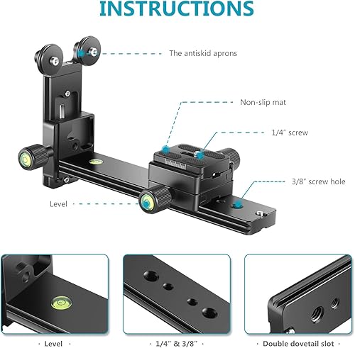 Miniatura 6 de Neewer Teleobjetivo Soporte Slow Placa Zapata Rápida Soporte Enfoque Largo Con Rosca Tornillo 14 Y 38 Pulgada para Trípod Cabeza Esférica Cámara