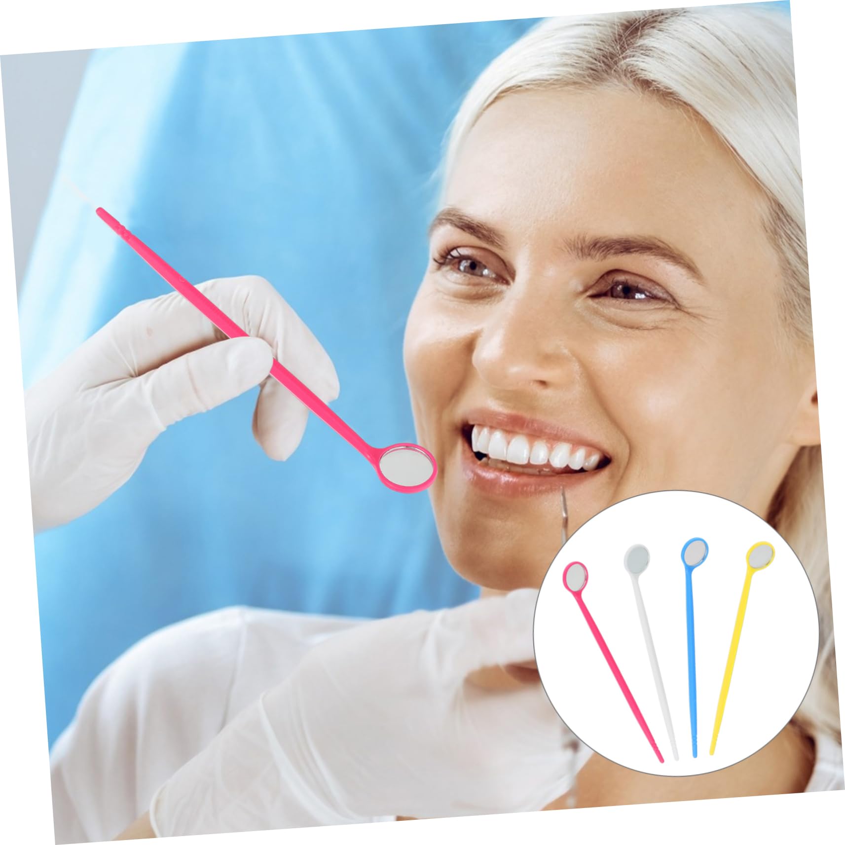 Alipis 3 Set Specchietti Dentali Colorati Per Ispezioni Kit Cura Della Bocca Per Dentisti E Ortodontisti Facile Da Usare Sicuro E Pratico 20 Pezzi*3