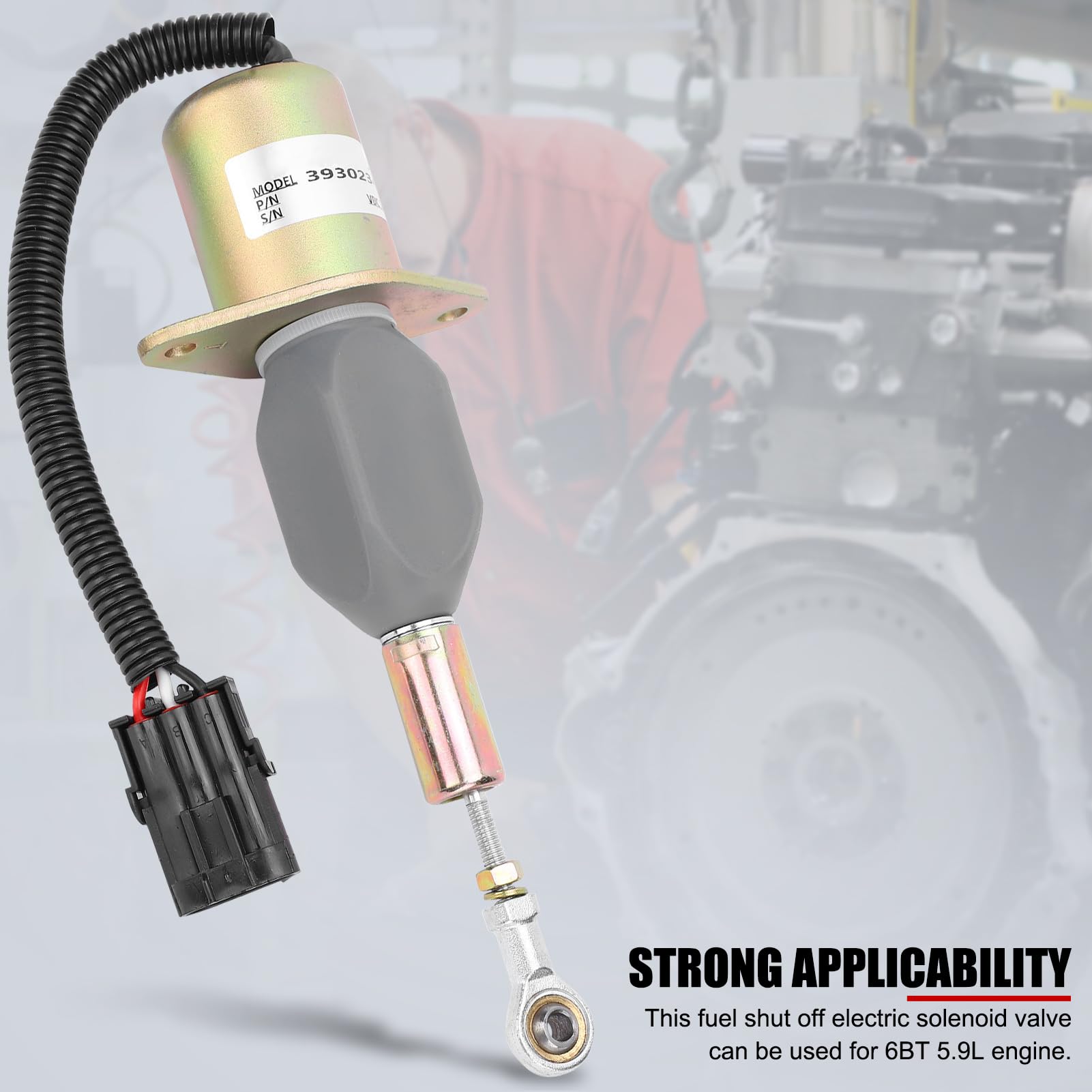 24V Elettronico Carburante Spegnimento Solenoide 3930234 per 6BT 5,9L Escavatore, Motore Diesel Sistema di Alimentazione Componenti Aftermarket Parte