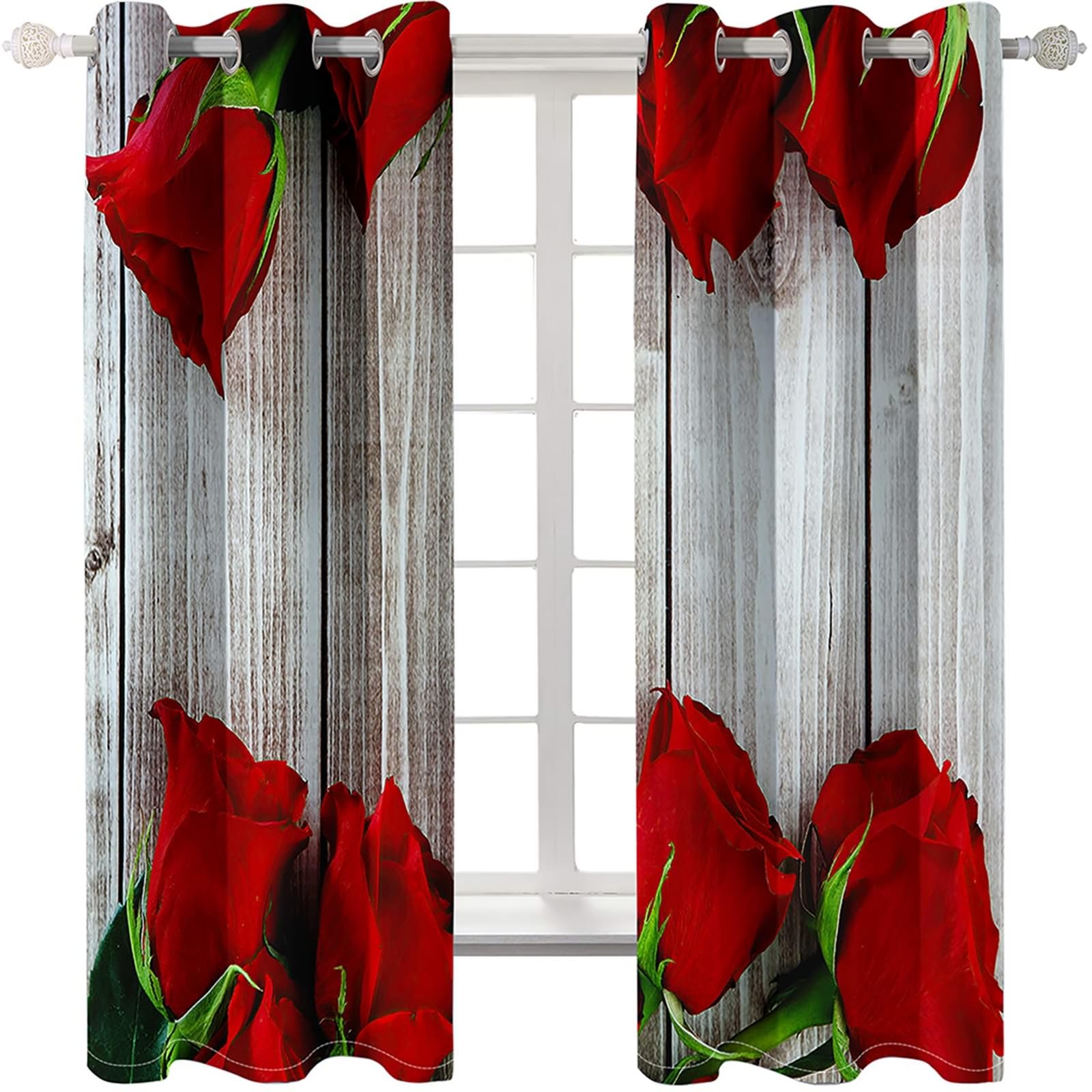 Gualiy Rideau Opaque Chambre, Rideaux Isolant Thermique Rose et de Planche en Bois Rideaux Lot de 2 137x274cm