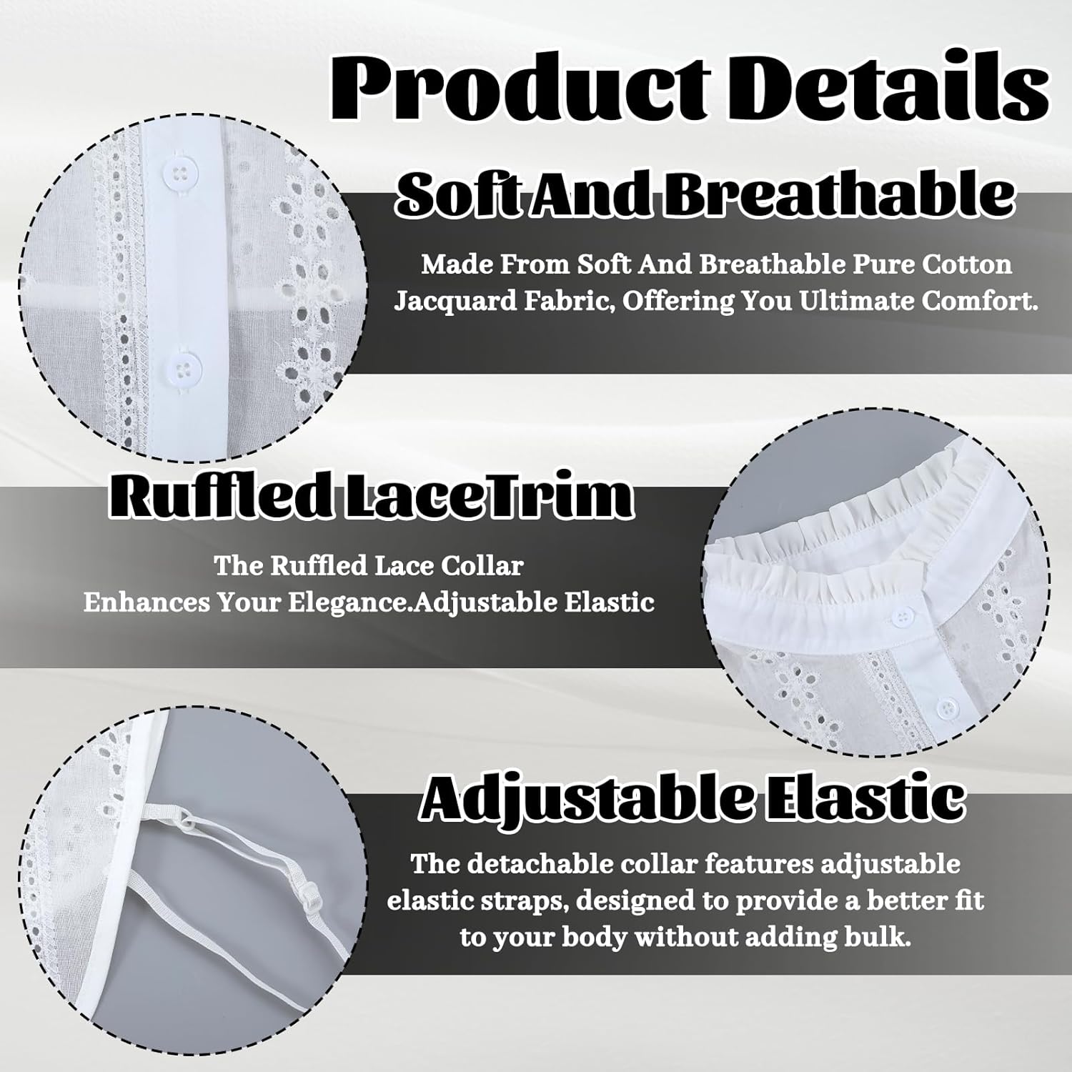 Shirts Fake Collar Shirts Neck Ruffle Collar Detachable Blouse Comfortable and Breathable Hollow Out White Faux Collars for Elegant Layering Women & Girls - Image 3