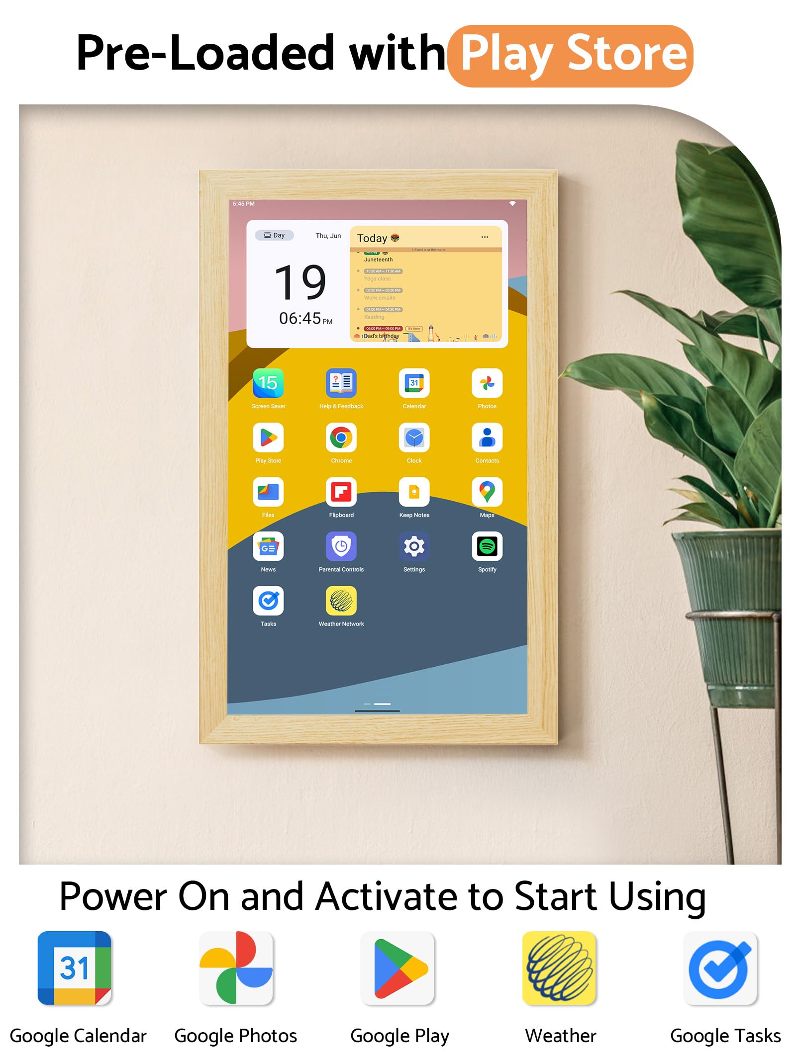Calendrier numérique mural avec écran tactile, affichage de 54,5 cm, calendriers intelligents électroniques pour la famille, planificateur électrique pour horaire quotidien pour enfants