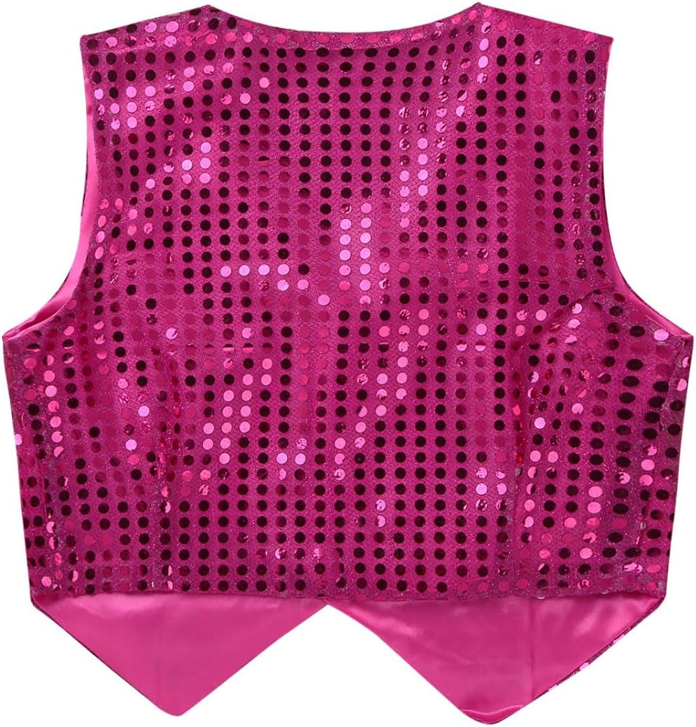 Jhaoyu Boys Girls Sequined Hip Hop Dance Vest Party Wear