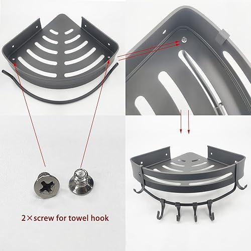 Miniatura 4 de Estante esquinero adhesivo de ducha para organizador interior de ducha, estante de ducha sobre el inodoro, soporte para champú de ducha de baño