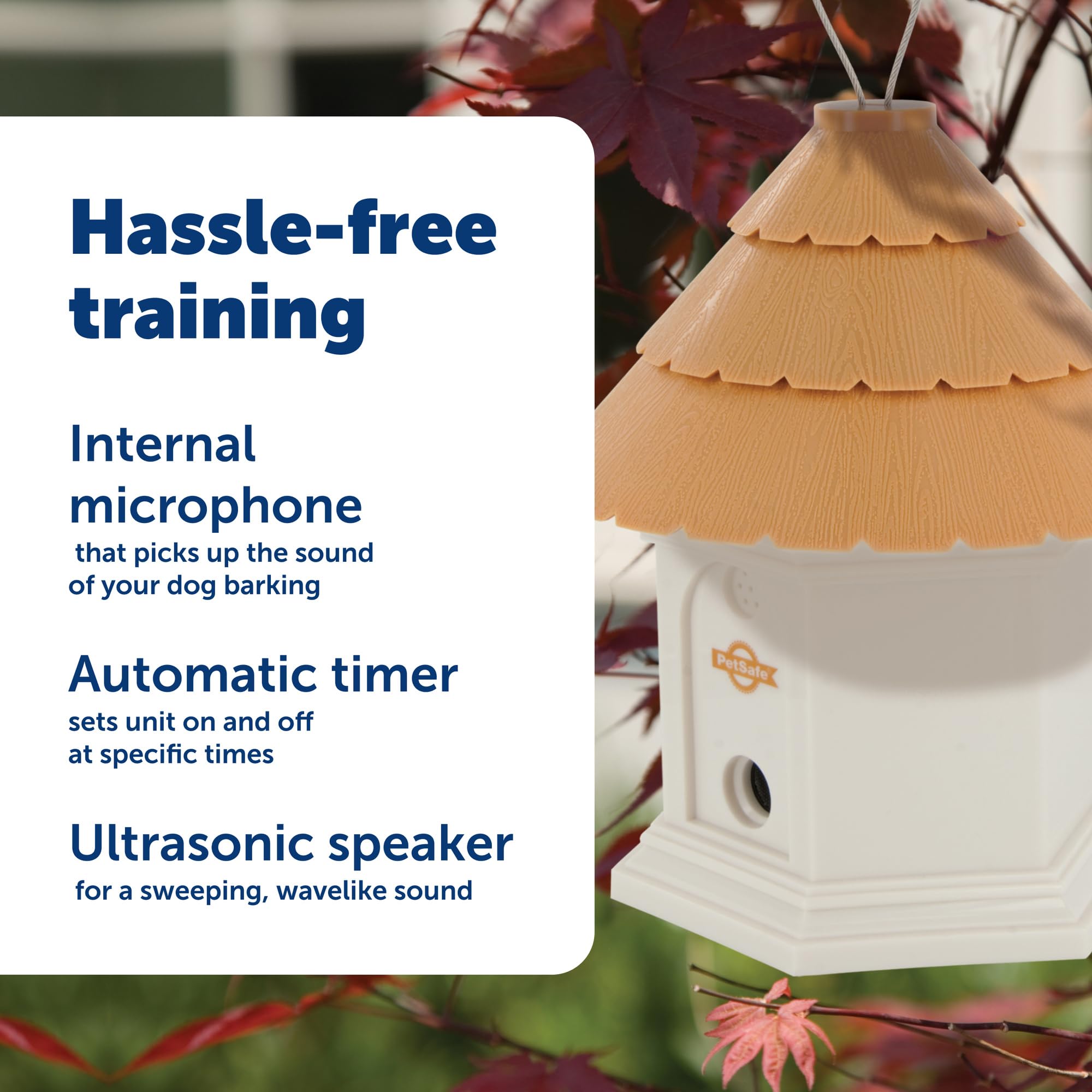 PetSafe Control ultrasónico de ladridos para exteriores, sin ladridos para todos los tamaños de perros, evita que los vecinos ladren, cobertura de 1/4 acre, activación automática, resistente a la intemperie, ideal para patios traseros