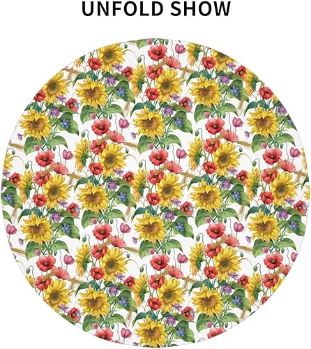 Miniatura 8 de Mantel redondo colorido de 60 pulgadas con diseño de bandera de arco iris, lavable, para interiores y exteriores para comedor