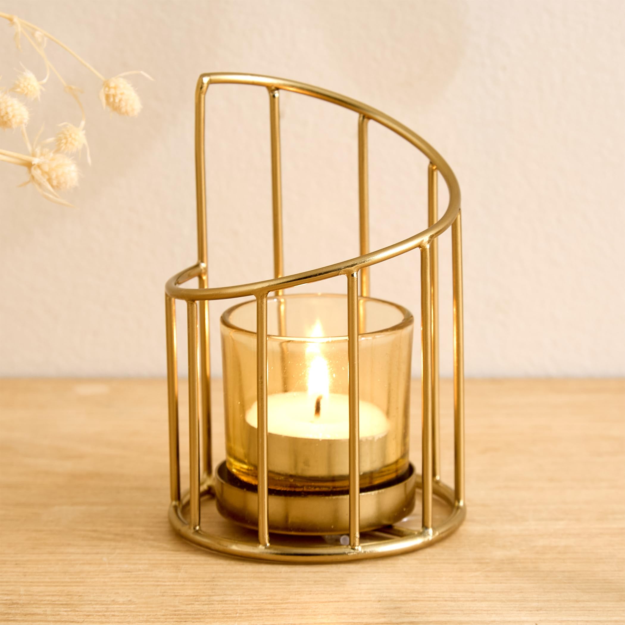 Home Centre Salsa Apurva Glass Spiral T-Light Holder - Small-image-46