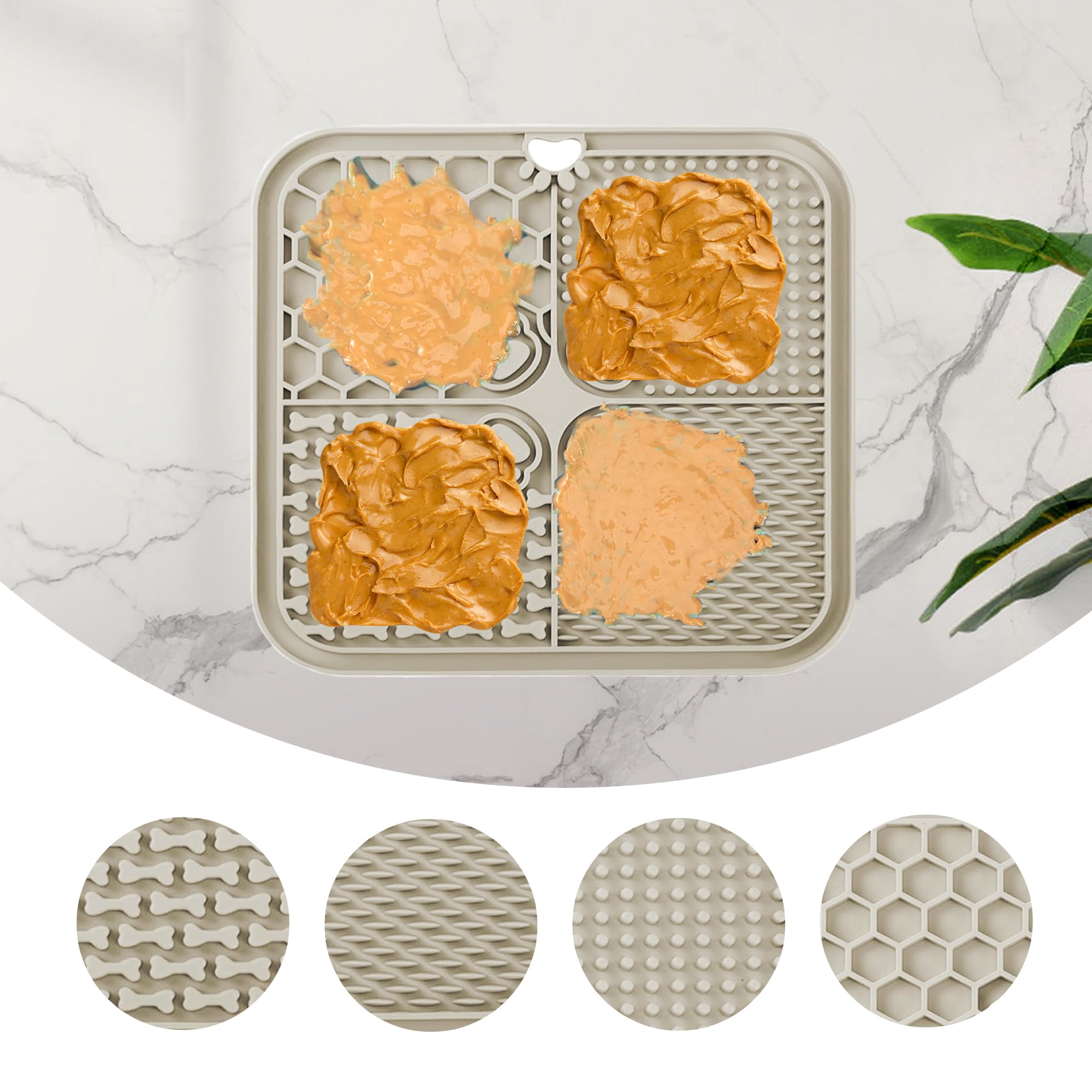 Licky Mats for Dogs and Cats Slow Feeding Lick Mats with Suction Cup, Boredom and Anxiety Reducer for Pets (2Pack Beige, 20x20 CM) - Image 4