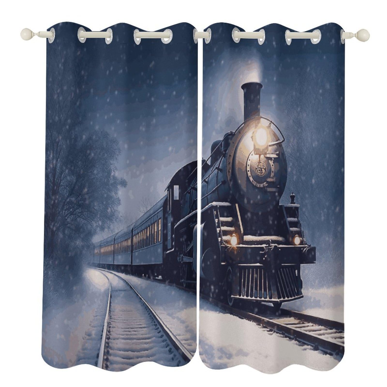Rideau occultant isolant train de neige 132x213 cm contre la lumière et le froid de la chambre