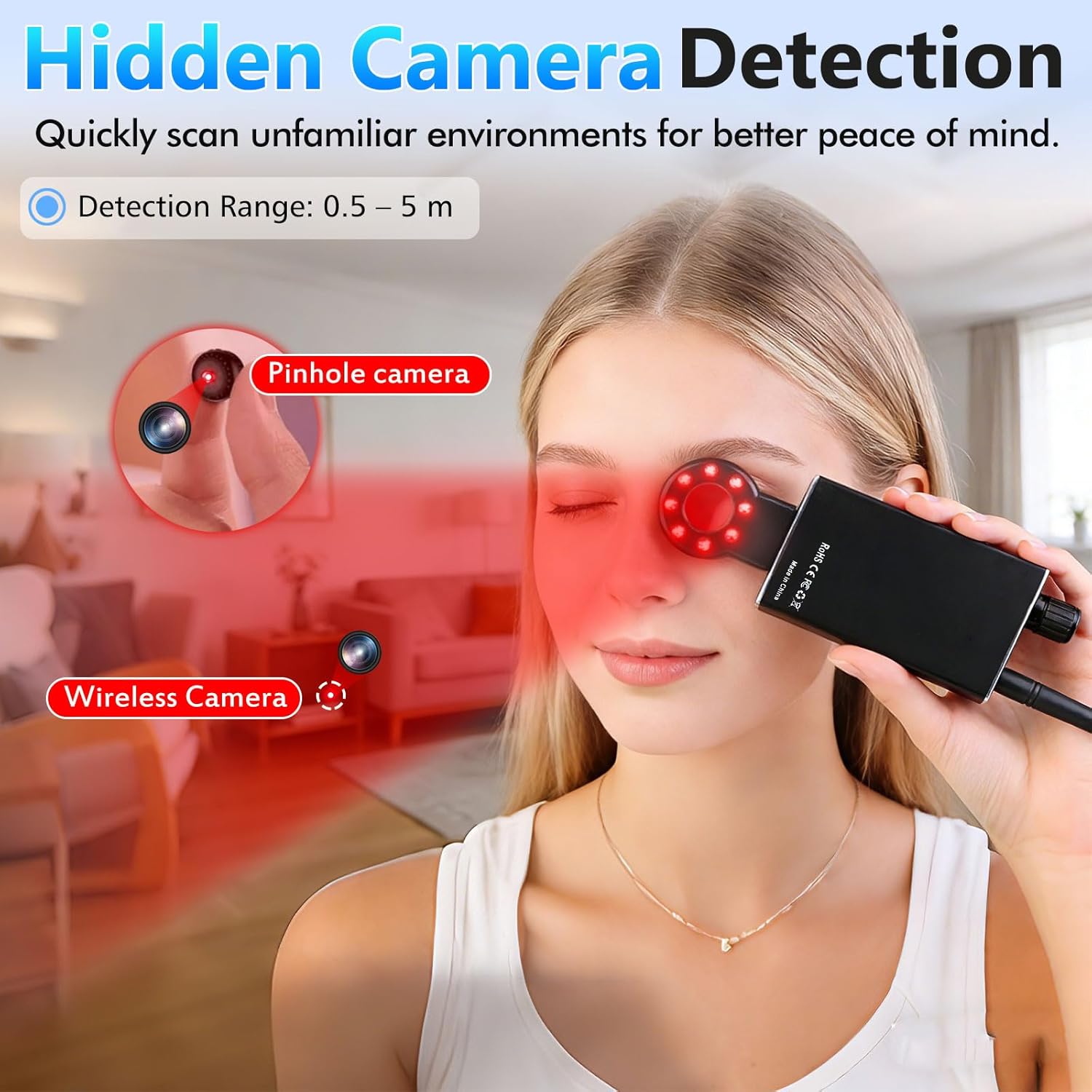 Hidden Camera Detectors,Recording Device Detector,Car Tracking Device Detectors Electronic Bug Sweeper Camera Finder.