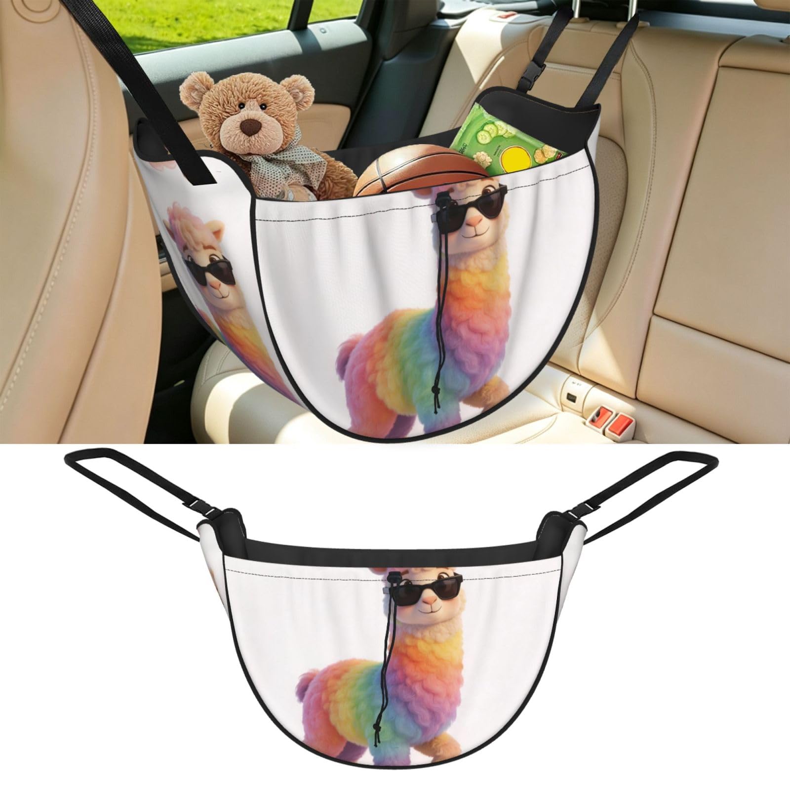 Cntdbu Black Alpaca Dyed Hair Car Seat Organizer-Backseat Storage Bag For Travel