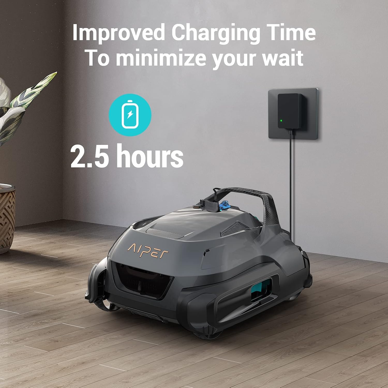 AIPER Cordless Pool Cleaner Robot, Ideal for Above Ground Pools up to 1300 Sq.ft, Dual Motors, LED Indicator, Self-Parking, Lasts up to 110 Mins - Seagull Plus