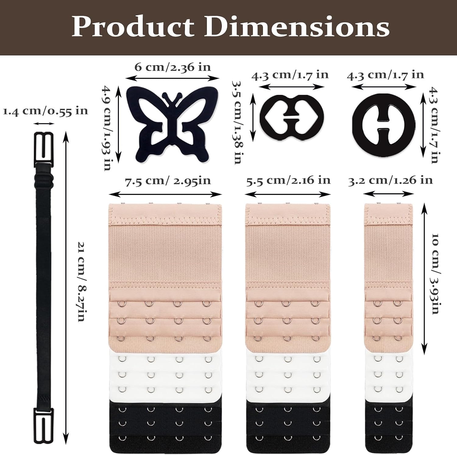 21 Pcs Adjustable Non-slip Bra Strap Clip Set Women's Sports Accessories Comfortable Bra Clip 2 Hook, 3 Hook, 4 Hook