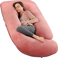 Vista 10 de Almohada de embarazo de cuerpo completo en forma de U para dormir, almohada de maternidad de 57 pulgadas con funda extraíble, soporte para espalda