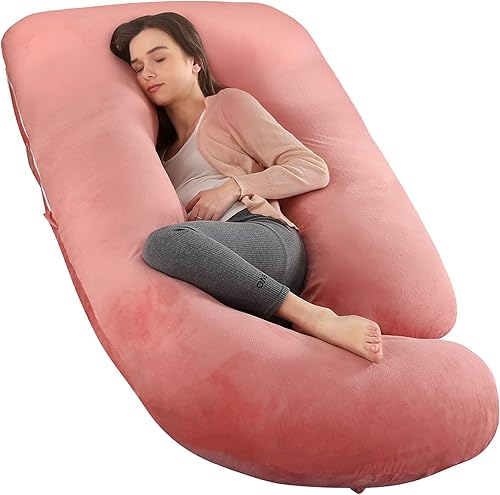 Miniatura 13 de Elover Almohada de embarazo imprescindible para el embarazo, almohada de apoyo de maternidad de cuerpo completo para mujeres embarazadas con funda
