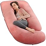 Pregnancy Pillow,Full Body 57 Inch Maternity Pillow with Removable Washable Cover - Sleep Support for Legs, Back, Neck, Shoulder, HIPS, Belly for Pregnent Women,Pink Velvet Cover