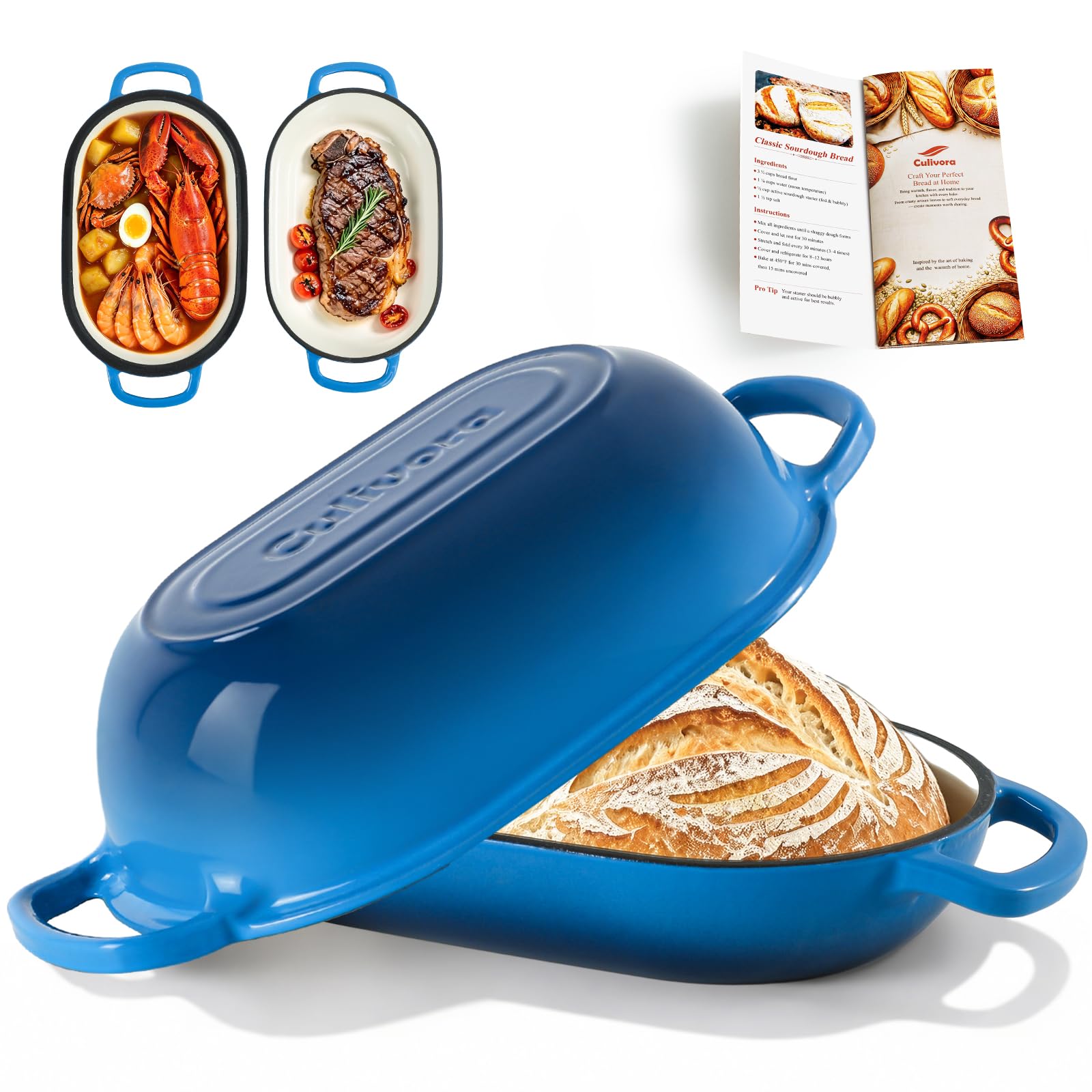 5-Quart Oval Dutch Oven for Bread Baking