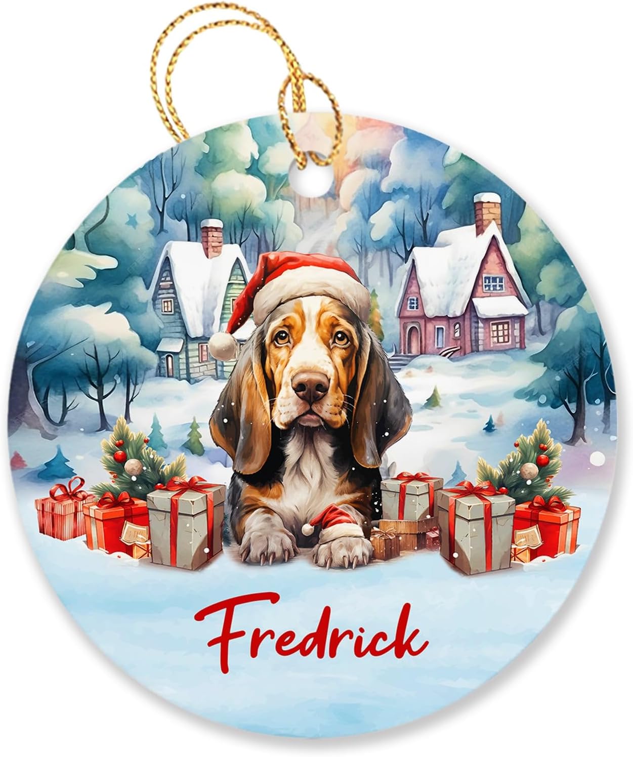 Personalized Basset Hound Dog Ornament Christmas 2023