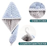 Vista 3 de Rellenos de calcetines para niñas, toalla de secado de pelo de microfibra con envoltura, toalla de pelo extra gruesa de 2 capas súper absorbente