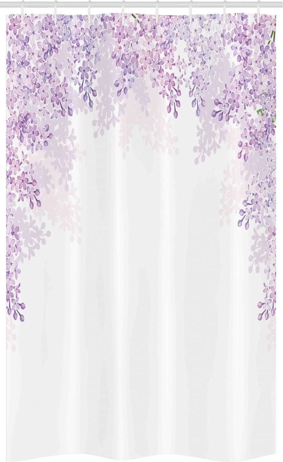 ABAKUHAUS Flower Stall Shower Curtain, Framing Lilac Flowers in Blossom Vernal Season Soothing Color Shades, Fabric Bathroom Decor Set with Hooks, 120 x 180 cm, Pale Mauve Lavender