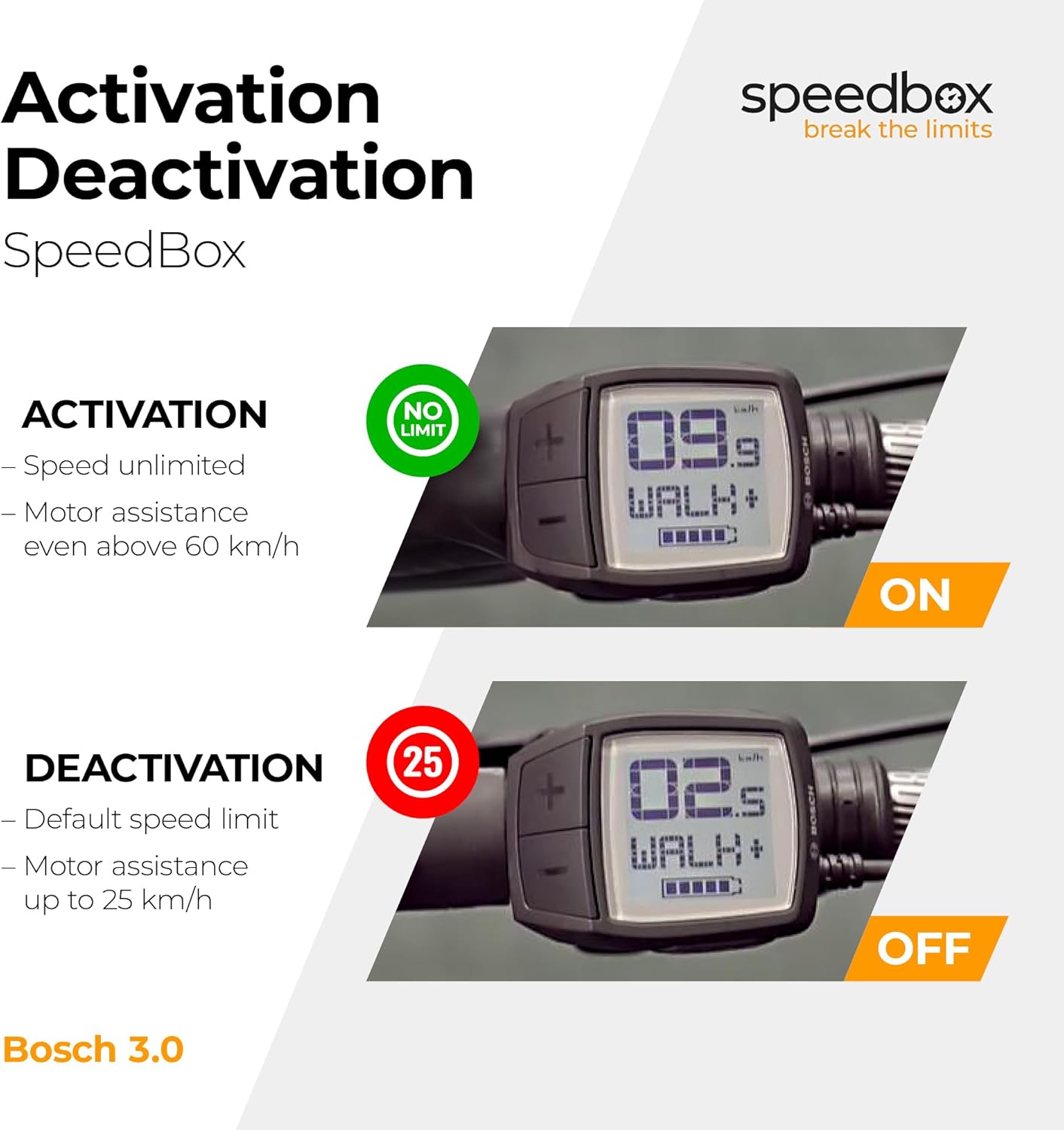 SpeedBox 3.0 Compatible with Bosch/Tuning kit Suitable Compatible with e-Bikes with Bosch Motors 2017-2025 / Speed Limit Unlocked/Speed Unlimited SpeedBox 3.0 Compatible with Bosch/Tuning kit Suitable Compatible with e-Bikes with Bosch Motors 2017-2025 / Speed Limit Unlocked/Speed Unlimited